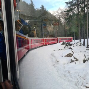 Switzerland by train - Bernina express in the snow